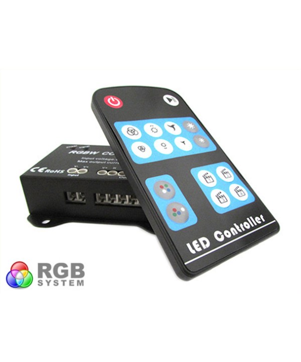 Centralina RGBW 4 Canali Controller RGB+W RGB Wireless Per Luci Striscia Bobina Led 12V 24V 16A RF104