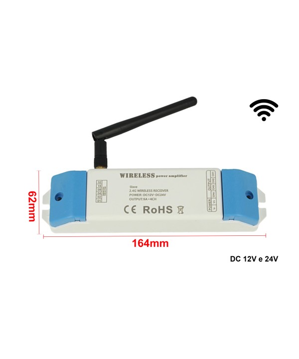Amplificatore Wireless 2.4G Slave Segnale PWM 4 Canali RGBW 12V 24V AP244 5AX4