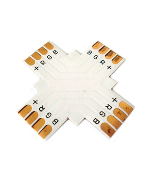 4 PZ Connettore Passo 10mm RGB Forma X Croce per Allungare e Curvare Striscia Led RGB