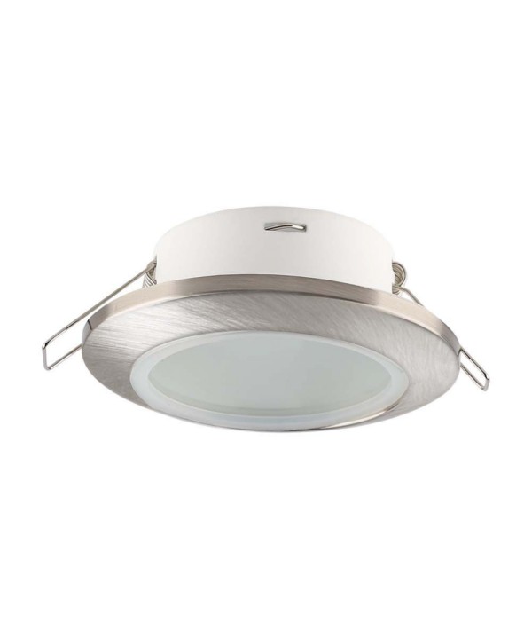 Porta Faretto Led Da Incasso Rotondo Colore Nichel Satinato Impermeabile IP44 Foro 70mm Per Faretti Led GU10 MR16 SKU-6700