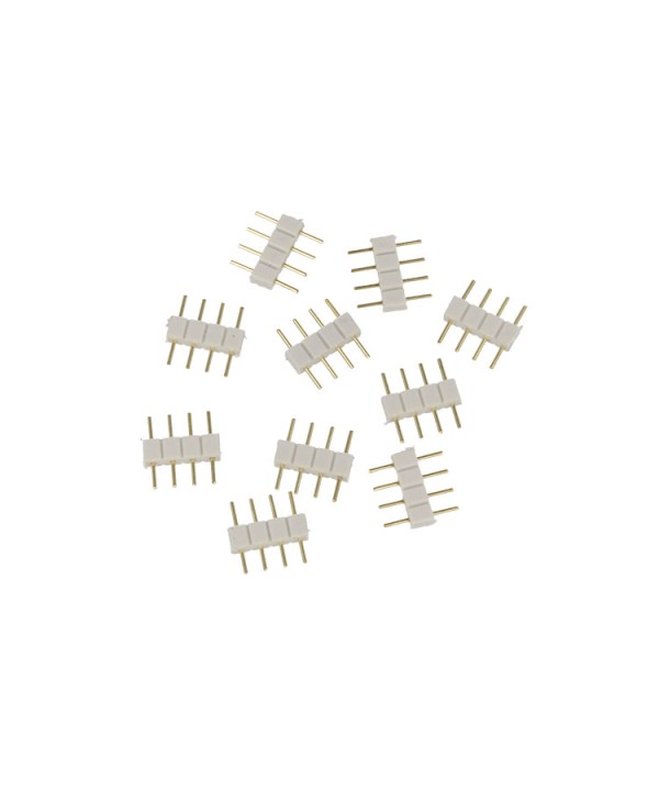 10 PZ Spina Colore Bianco Maschio 4 Pin Per Collegamento Striscia Led RGB Centralina Controller RGB