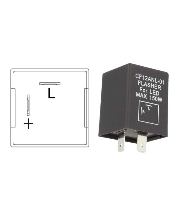 Flasher Led Lampeggiatore Rele Relay 2 Pin CF12 Positivo Sinistra 12V Per Frecce Led Auto Americane
