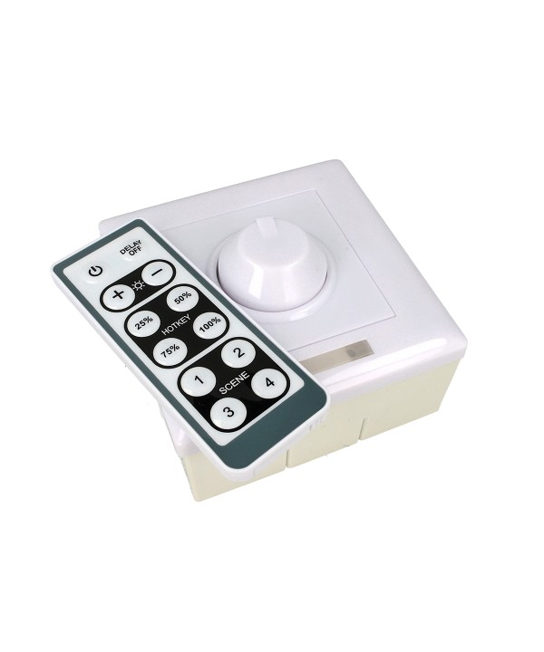 Led Dimmer 0-10V 220V Con Rotella e Telecomando Infrarossi Scatola 86X86 Inclusa