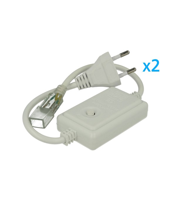 2 PZ Spina Alimentatore Trasformatore Raddrizzatore 2 Pin RGB Passo 6mm Con Bottone Interruttore On/Off Controller 8 Programmi Per Striscia Led Monocolore 220V
