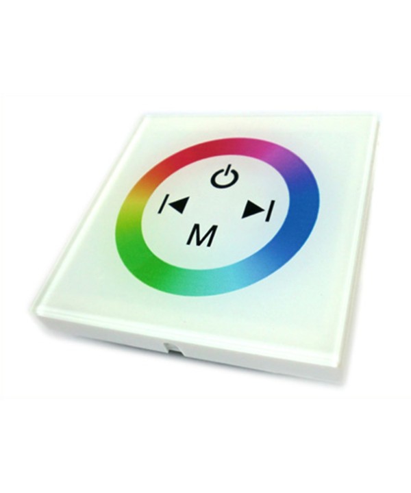 Centralina RGB Led Kit Controller Touch Panel Full Color Da Incasso Quadrata 12V 144W Sfondo Bianco TM08
