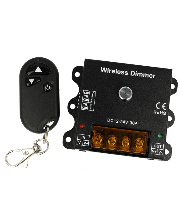 Led Dimmer PWM 12V 24V 30A Con Telecomando RF Wireless Frequenza PWM e Dimming Curve Regolabile DM111