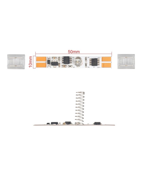 Interruttore Led Dimmer Touch Senza Saldatura Flessibile Larghezza 10mm 12V 24V 3A Con Memoria e Led Blu