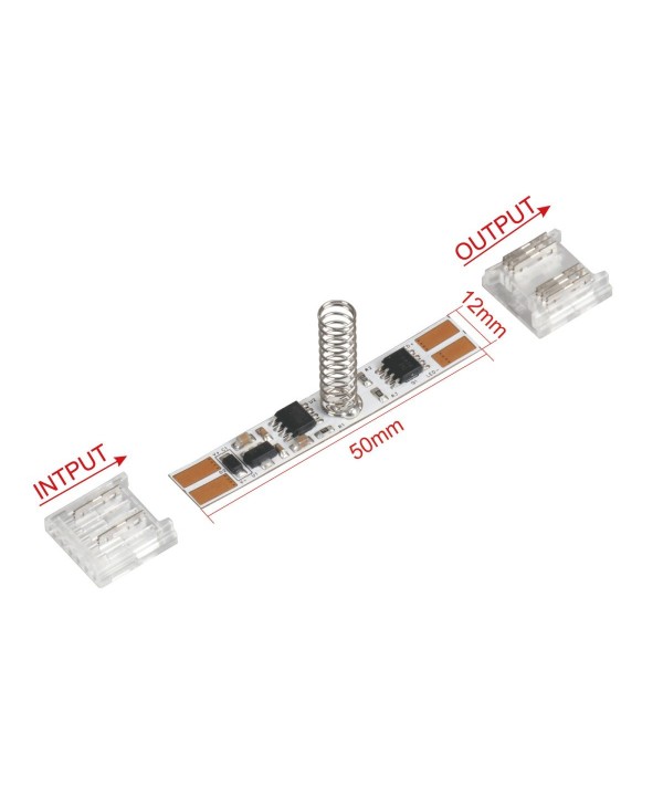 Interruttore Led Dimmer Touch Senza Saldatura Flessibile Larghezza 12mm 12V 24V 3A Con Memoria e Led Blu
