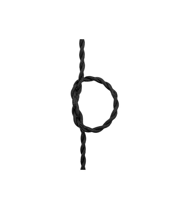 Cavo Elettrico Rivestito in Tessuto Colore Nero 2X0,75 Corda Trecciata Twisted Wire 1 Metro SKU-3779