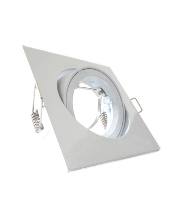 Porta Faretto Led GU10 MR16 Orientabile Quadrato Con Ghiera Bianco