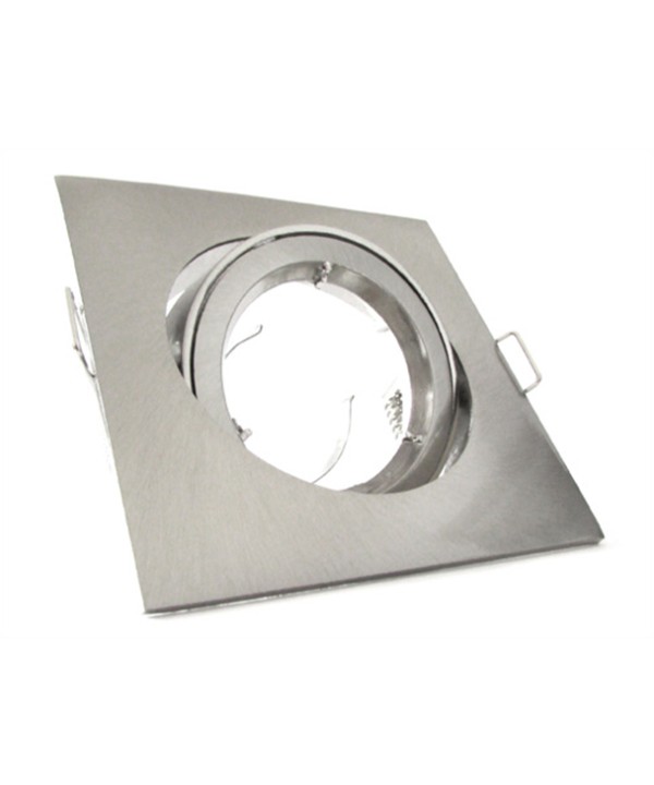 Porta Faretto Led GU10 MR16 Orientabile Quadrato Con Ghiera Satinato