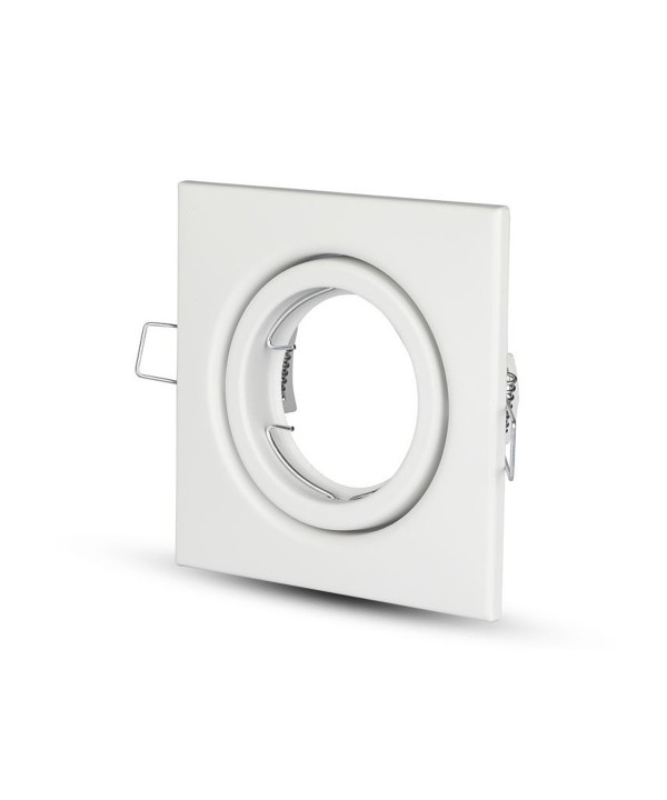 Porta Faretto Led GU10 MR16 Quadrato Con Molla Colore Bianco Orientabile Spotlight Fitting SKU-3472