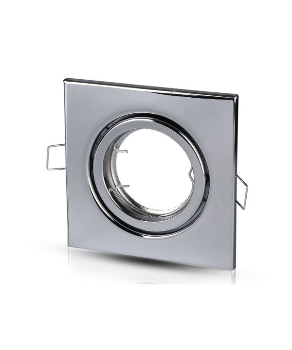 Porta Faretto Led GU10 MR16 Quadrato Con Molla Colore Cromato Orientabile Spotlight Fitting SKU-3474