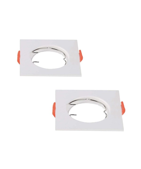 2 PZ Porta Faretti Led GU10 MR16 Quadrato Fisso Con Molla Bianco Spotlight Fitting SKU-6642