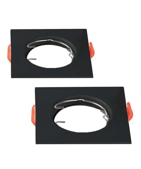 2 PZ Porta Faretti Led GU10 MR16 Quadrato Fisso Con Molla Nero Spotlight Fitting SKU-6643