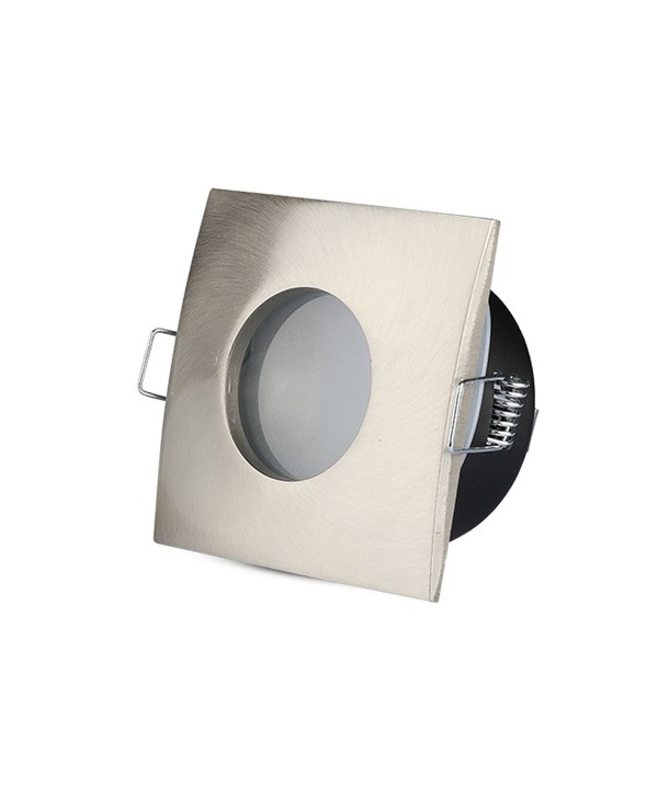 Porta Faretto Led GU10 MR16 Incasso Quadrato Colore Nichel Satinato Impermeabile IP54 SKU-3616