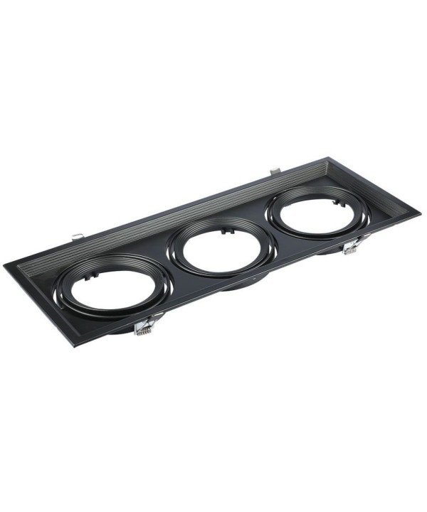Carcassa Plafoniera Da Incasso Orientabile Rettangolare Per 3 Posti Lampade Led AR111 Cornice Bianco SKU-3583