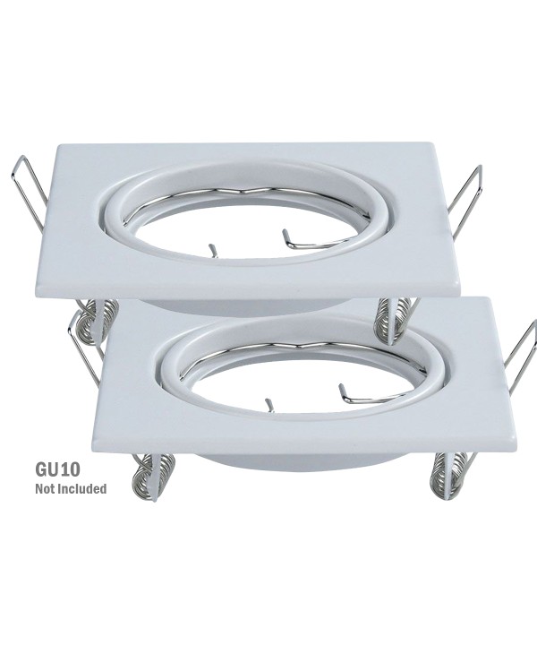 2 PZ Porta Faretti Led GU10 MR16 Quadrato Orientabile Con Molla Colore Bianco SKU-8941