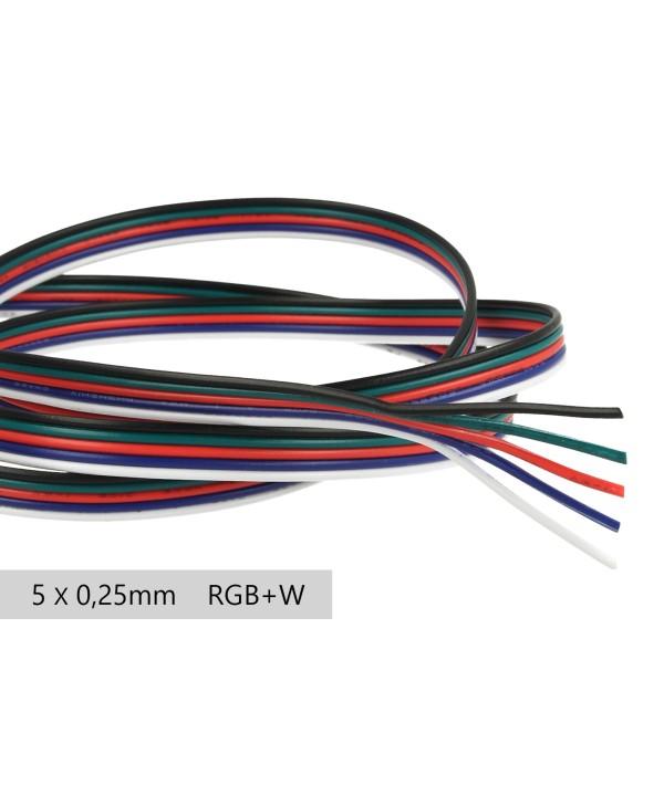 Cavo Filo Elettrico Penta Polare 5 X 0,25 mmq Per Striscia Led RGBW RGB+W 1 Metro