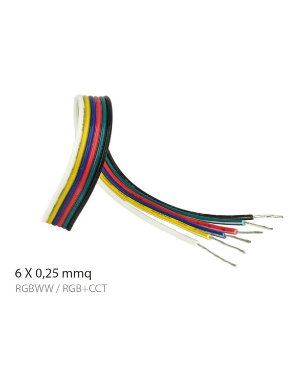 Cavo Filo Elettrico Esa Polare 6 X 0,25 mmq Per Striscia Led RGBWW RGB+CCT 1 Metro
