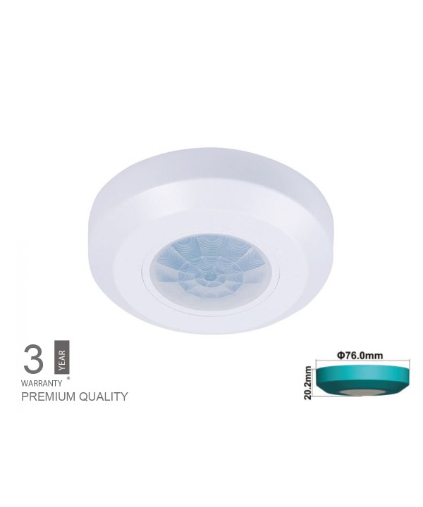 Sensore di Movimento PIR Slim Da Soffitto Muro Montaggio a Plafone Bianco 360 Gradi SKU-6606