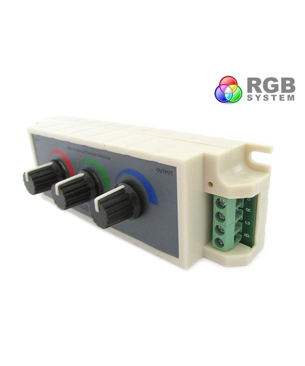 Centralina RGB Led Dimmer PWM Controller Modulo Manuale Con Manopole 12V 24V 3X3A Per Strip Led RGB