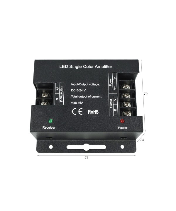 Amplificatore PWM High Speed Power Amplifier Per Striscia Bobina Led 5V 12V 24V 16A Mono Colore 1 Canale AP101