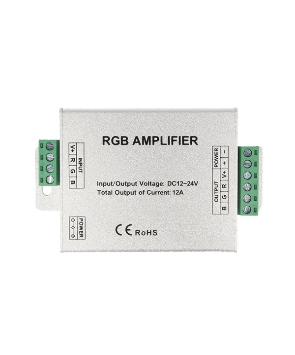Amplificatore RGB e Mono Colore Per Striscia Bobina Led 12V 24V 12A RGB Amplifier PWM LN-ZJFJ-3CH-LV