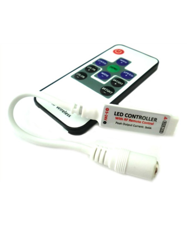 Mini Controller Bobina Led RGB Con Telecomando Wireless 12V 24V 6A Fino A 40 Metri RF103