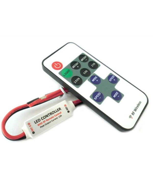 Mini Controller Bobina Led Mono Colore Dimmer Con Telecomando Wireless 12V 24V 72W RF101