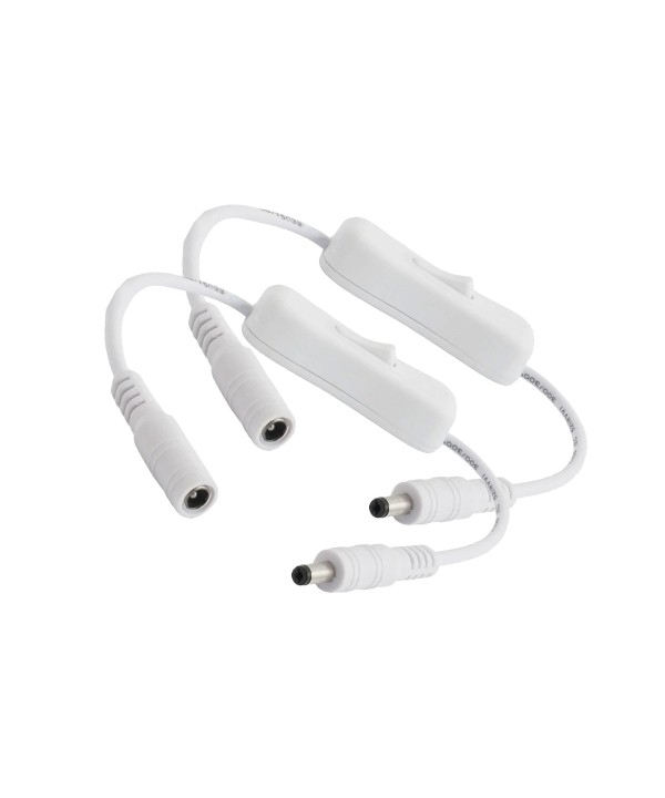 2 PZ Interruttore ON/OFF Colore Bianco Con Cavo Presa Femmina e Spina Maschio DC JACK 5,5mm x 2,1mm Per Alimentazione