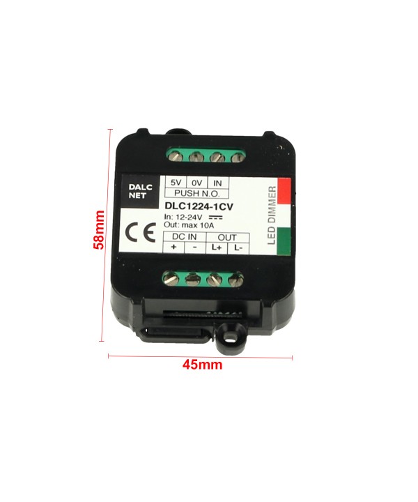 Dalcnet Easy Led Fader Dimmer Driver 12V 24V 10A Con Pulsante N.O. Push DLC1224-1CV