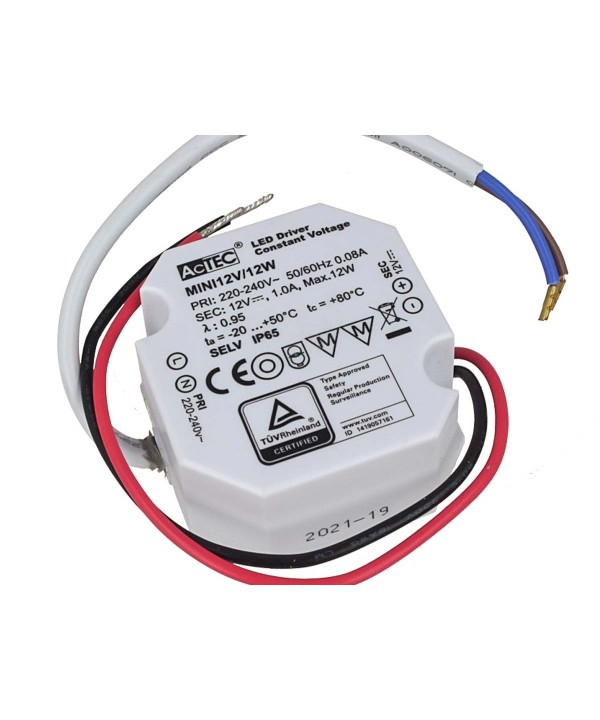 Mini Alimentatore Trasformatore Impermeabile IP67 12V 12W 1A Per Striscia Led 49X47X24mm