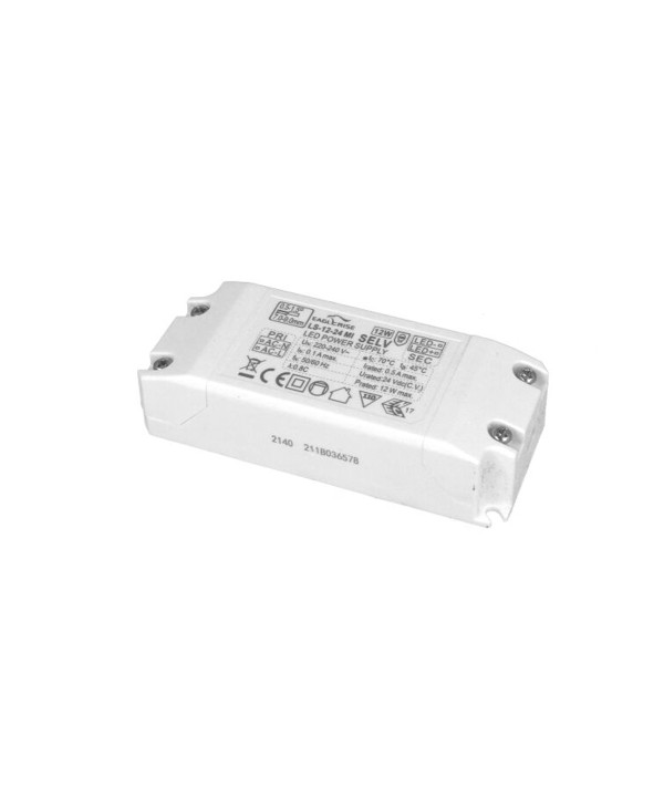 Alimentatore Trasformatore Lungo Sottile 24V 12W 0,5A Con Carcassa In Plastica Eaglerise LS-12-24 MI