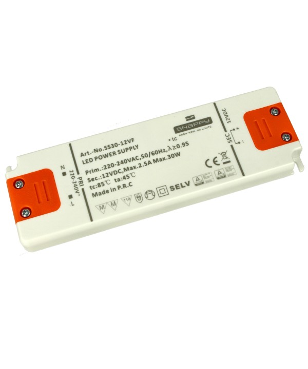Alimentatore Trasformatore Slim 12V 30W 2,5A 14mm SNAPPY SS30-12VF