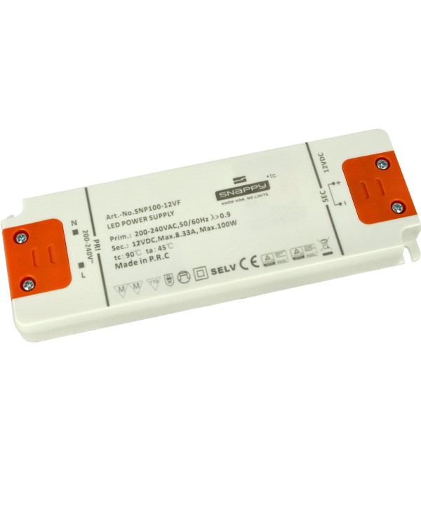 Alimentatore Trasformatore Slim 12V 100W 8,33A 17mm SNAPPY SNP100-12VF