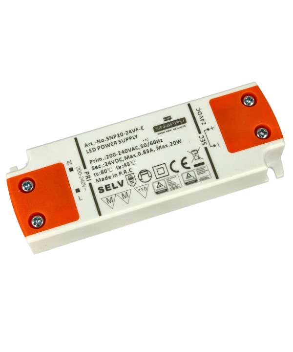 Alimentatore Trasformatore Slim 24V 20W 0,83A 16mm SNAPPY SNP20-24VF-E