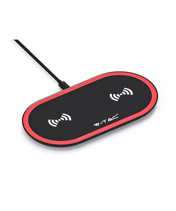 Caricatore Wireless a Pad Dual Charging 5W+5W Colore Rosso e Nero SKU-7740