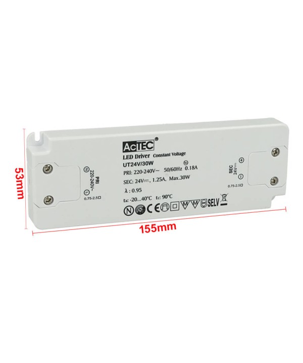 Alimentatore Trasformatore CV Super Slim 17mm 24V 30W 1,25A