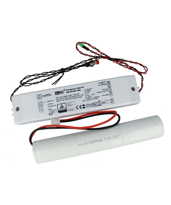 Kit Sistema Di Emergenza Led Corrente Costante 6-60V Per Luci Led Con Led Driver Separabile 3 Ore Da 3W Fino a 60W