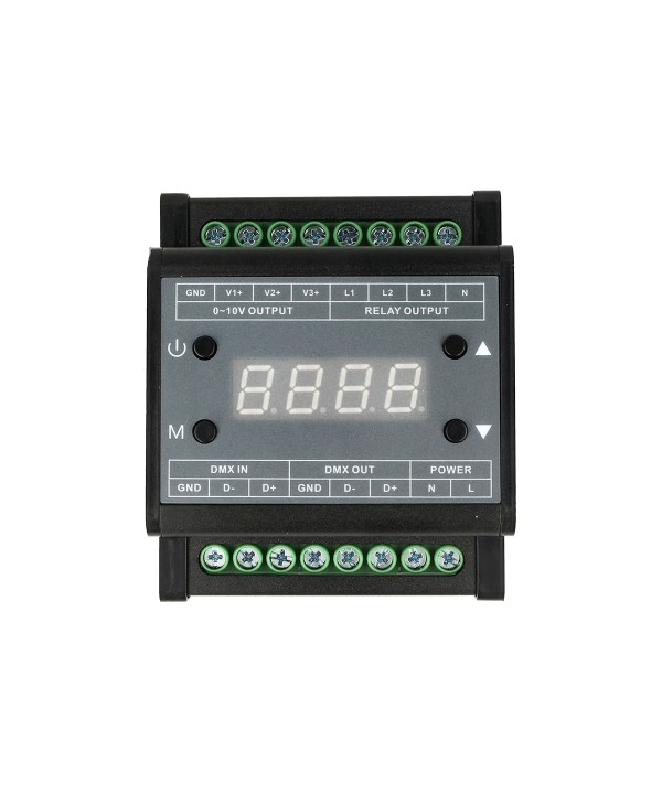 Centralina DMX Led Dimmer Con Segnale 0-10V Convertitore Segnale da DMX512 a 0-10V Attacco Guida DIN
