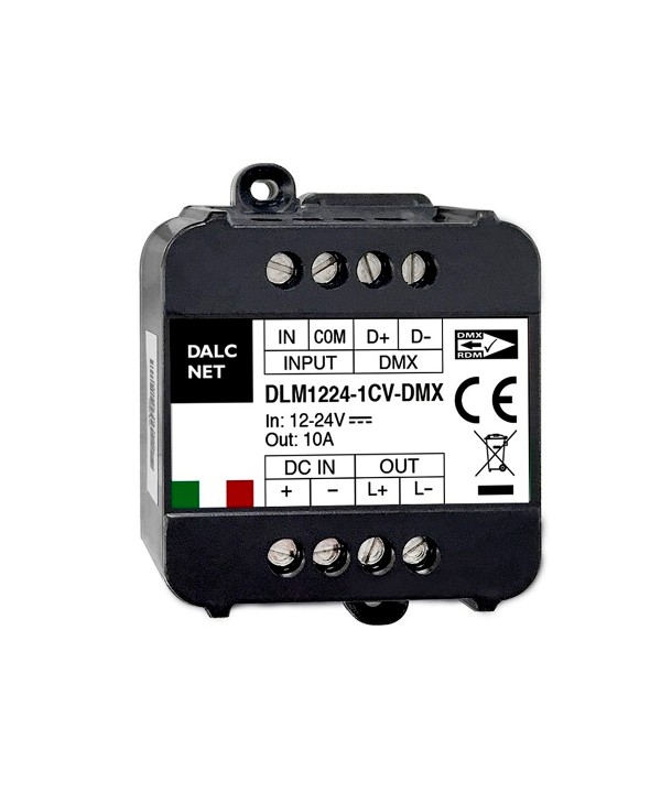 Dalcnet DLM1224-1CV-DMX Led Dimmer Bus DMX512 12V 24V 10A Pulsante N.O. 0/1-10V Potenziometro
