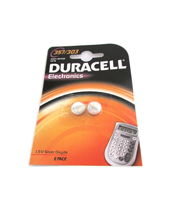 Pila Batteria A Bottone Duracell Silver Oxide 357 303 D357 SR44W KS76 Per Orologi Calcolatrice Confezione Da 2 Pile
