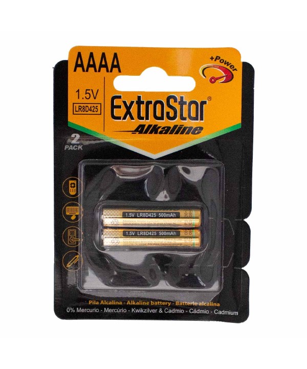 Pila Batteria AAAA LR8D425 MN2500 1,5V Microstilo Super Alcalina Extrastar Confezione da 2 Pezzi