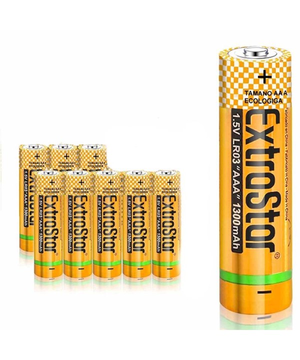 Pila Batteria LR03 AAA Mini Stilo 1,5V 1300mAh MN2400 Alcalina Extrastar Confezione da 8 Pezzi