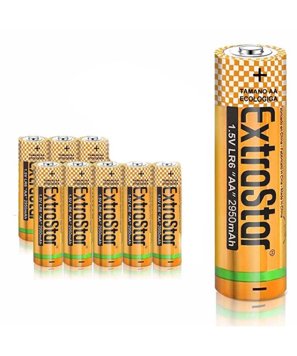Pila Batteria LR6 AA Stilo 1,5V 2950mAh MN1500 Alcalina Extrastar Confezione da 8 Pezzi