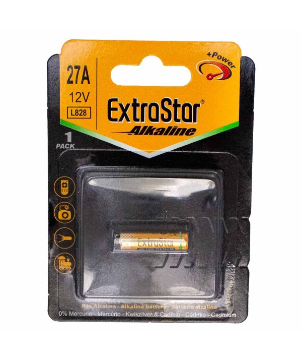 Pila Batteria L828 12V 27A LR27A MN27 Super Alcalina Extrastar Confezione da 1 Pezzo