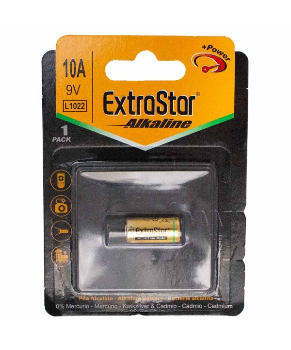 Pila Batteria L1022 9V 10A LR10 MN10 Super Alcalina Extrastar Confezione da 1 Pezzo