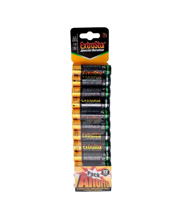 Pila Batteria R6 AA Stilo 1,5V 860mAh MN1500 Alcalina Extrastar Confezione da 12 Pezzi