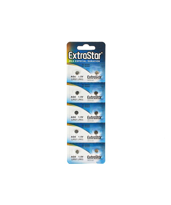 Pila Batteria A Bottone LR521 LR63 1,5V Extrastar AG0 Confezione Da 10 Pile